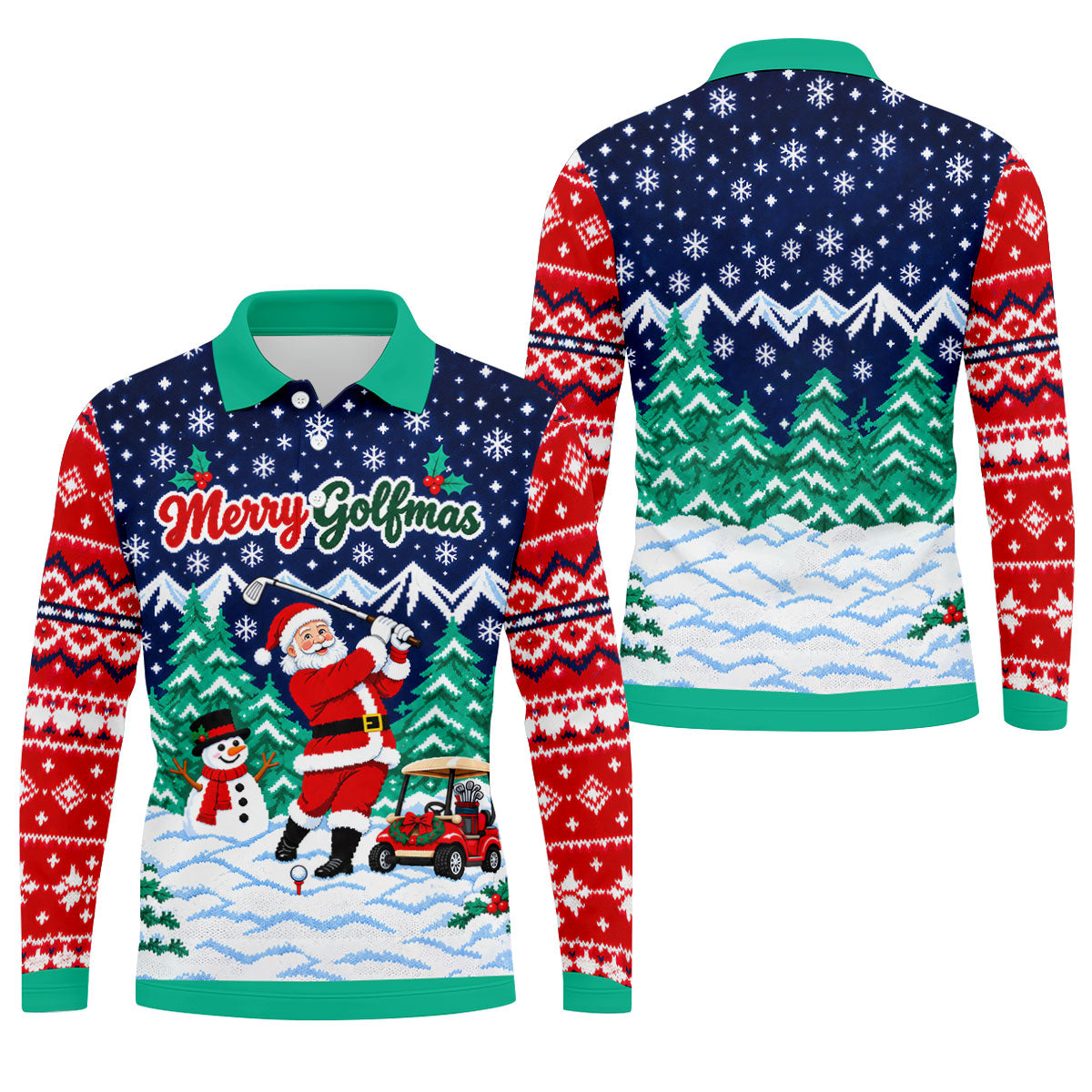 Christmas Merry Golfmas Santa Golf Shirt, Golf Shirts For Men, Mens Golf Clothing