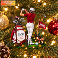 Custom Name Male Golfer Acrylic Ornament, Christmas Ornaments, Christmas Keepsake