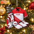 Custom Name Golf Shirt And Bag Acrylic Ornament, Christmas Gifts, Gifts For Golfers