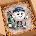 Custom Name Golf Ball And Bag Acrylic Ornament, Christmas Ornaments, Golf Lover Gifts