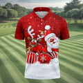 Christmas Santa Reindeer Snow Golf Shirt, Golf Shirts For Men, Golf Gifts For Men
