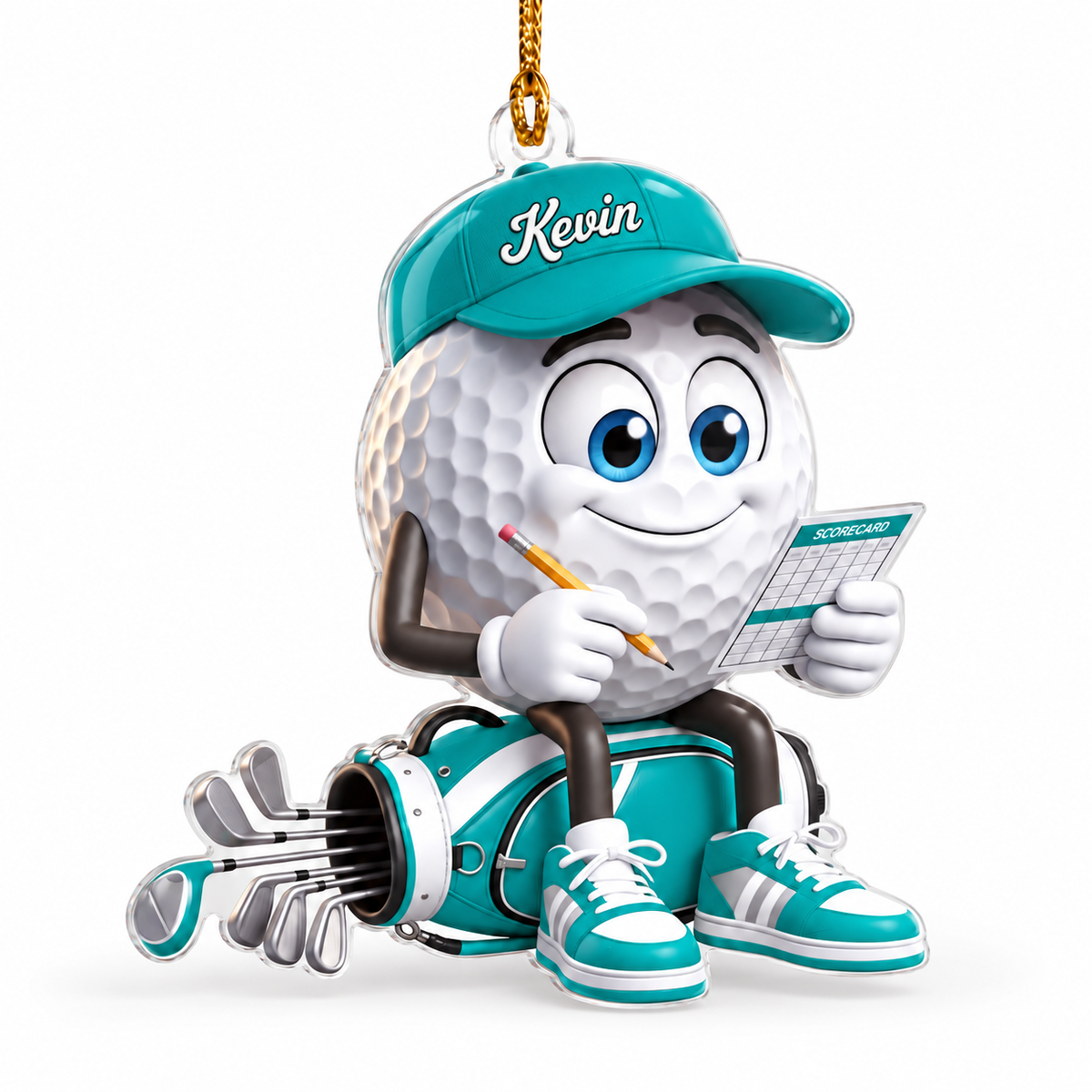 Custom Name Golf Scorecard Acrylic Ornament, Christmas Ornaments, Holiday Keepsake
