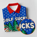 Christmas Golf Sucks Santa Golf Shirt, Mens Golf Shirts, Mens Holiday Golf Shirts