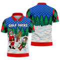Christmas Golf Sucks Santa Golf Shirt, Mens Golf Shirts, Mens Holiday Golf Shirts