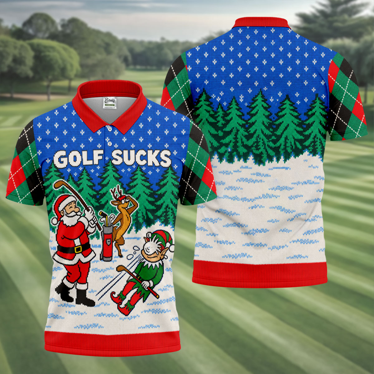Christmas Golf Sucks Santa Golf Shirt, Mens Golf Shirts, Mens Holiday Golf Shirts