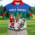 Christmas Golf Sucks Santa Golf Shirt, Mens Golf Shirts, Mens Holiday Golf Shirts