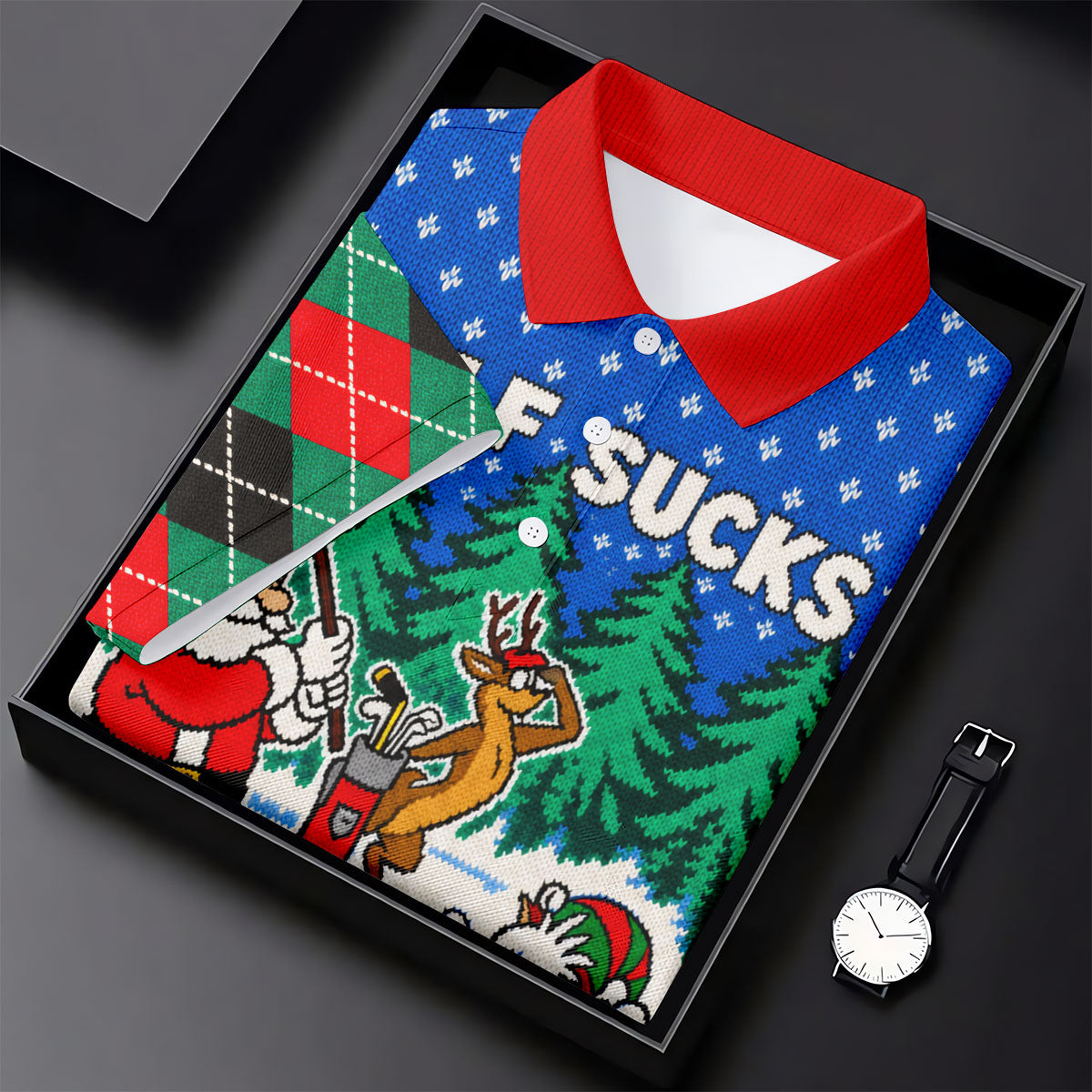 Christmas Golf Sucks Santa Golf Shirt, Mens Golf Shirts, Mens Holiday Golf Shirts