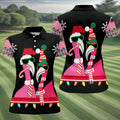 Pink flamingo Christmas pattern - Women - golf shirt detail 4
