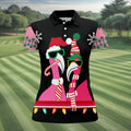 Pink flamingo Christmas pattern - Women - golf shirt detail 3