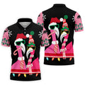 Pink flamingo Christmas pattern - Men - Polo Shirt🔥
