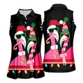 Pink flamingo Christmas pattern - Women - Sleeveless Polo Shirt