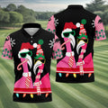 Pink flamingo Christmas pattern - Men - golf shirt detail 5