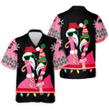 Pink flamingo Christmas pattern - Men - Hawaiian Shirt