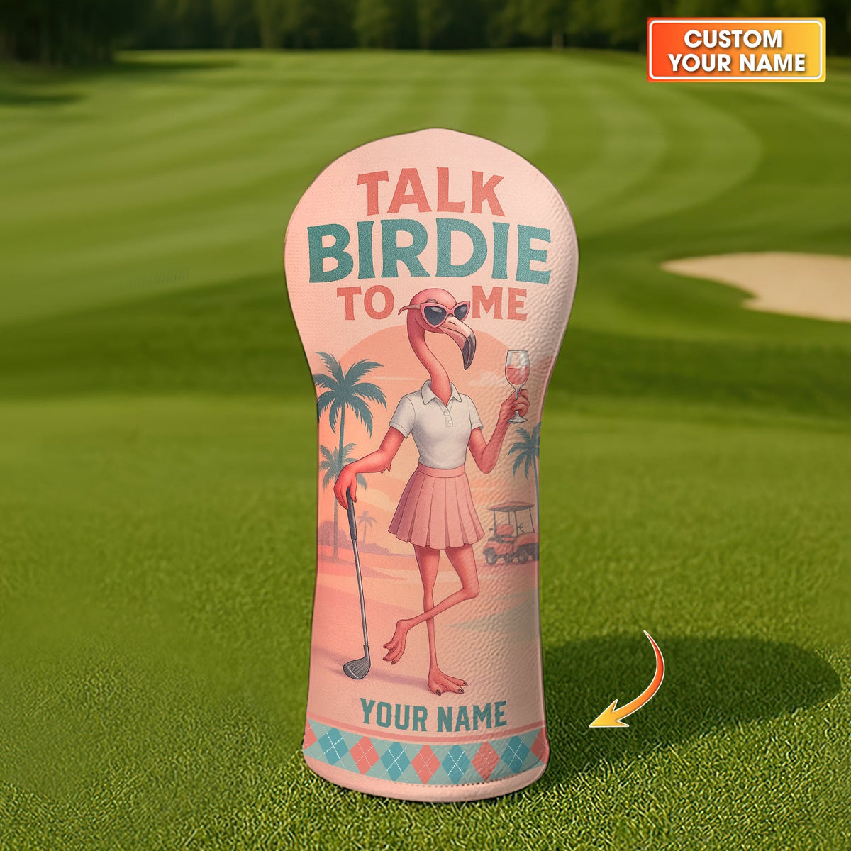 Personalized Flamingo Golf Head Cover - Golf Gift For Golfers