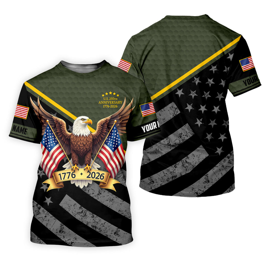 USA 250th Anniversary Golf Shirt, American Eagle Men's Polo Shirt, 1776-2026 Freedom Celebration Apparel