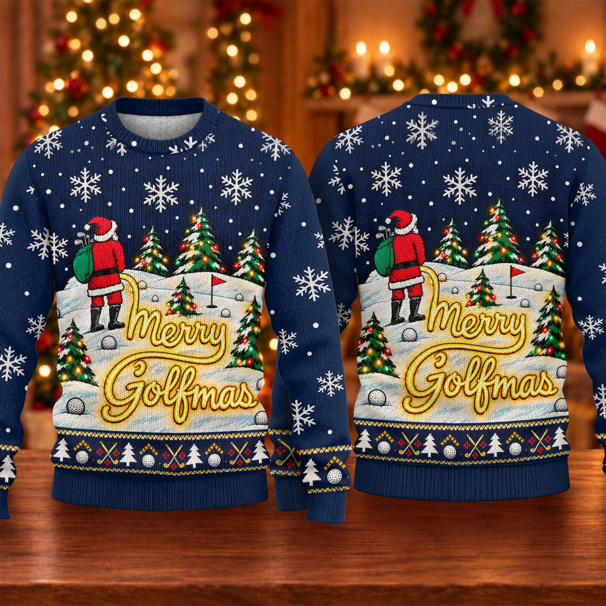 Navy Merry Golfmas Ugly Christmas Sweater - view 5