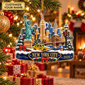 Custom Name New York Skyline Acrylic Ornament, Christmas Tree Decor, New York Gifts