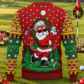 Cartoon Santa Golf Ugly Christmas Sweater - view 2