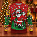 Cartoon Santa Golf Ugly Christmas Sweater - view 6