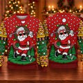 Cartoon Santa Golf Ugly Christmas Sweater - view 5