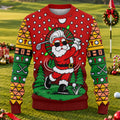 Cartoon Santa Golf Ugly Christmas Sweater - view 1