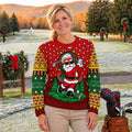 Cartoon Santa Golf Ugly Christmas Sweater - view 7