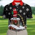 Christmas Santa On Chimney Golf Shirt, Mens Golf Apparel, Funny Mens Golf Shirts
