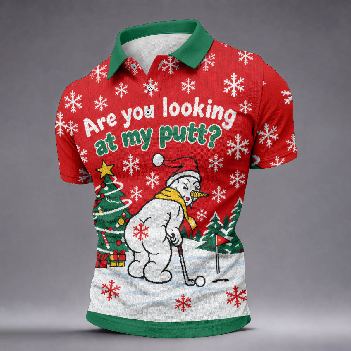 Christmas Are You Looking At My Putt Golf Shirt, Mens Golf Polo, Mens Golf Shirts