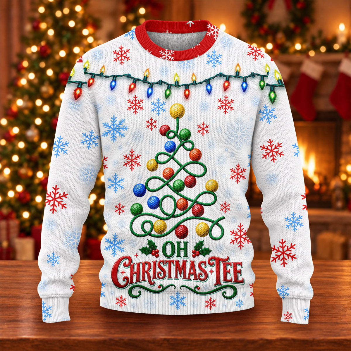 Golf Ball Tree Ugly Christmas Sweater - view 6