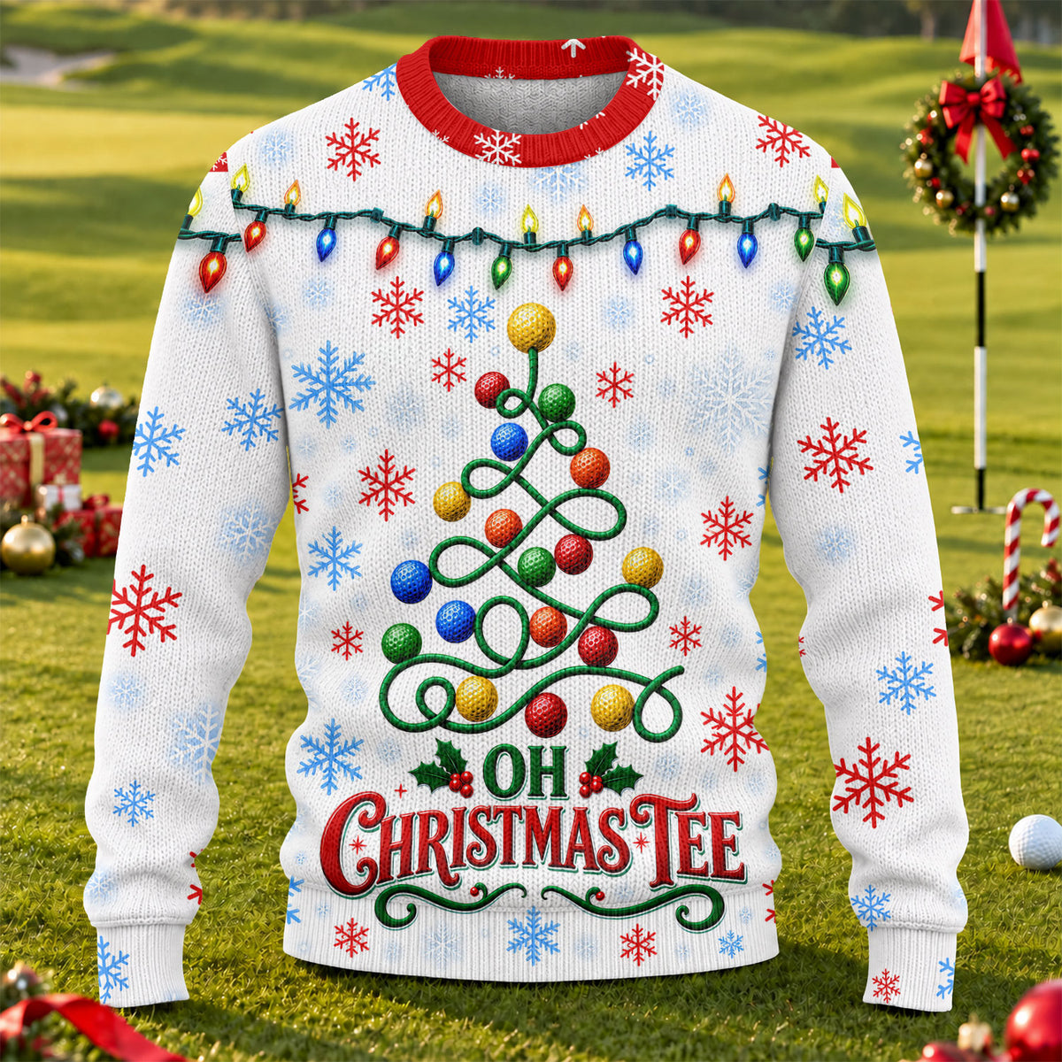 Golf Ball Tree Ugly Christmas Sweater - view 1