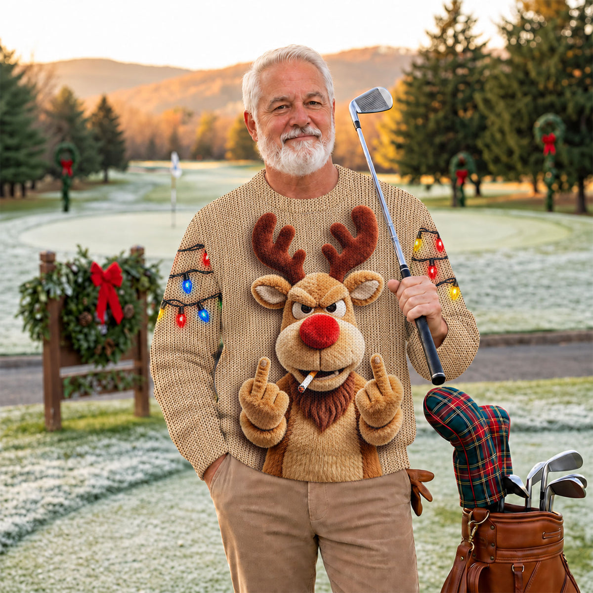 Rude Reindeer Ugly Christmas Sweater - view 3