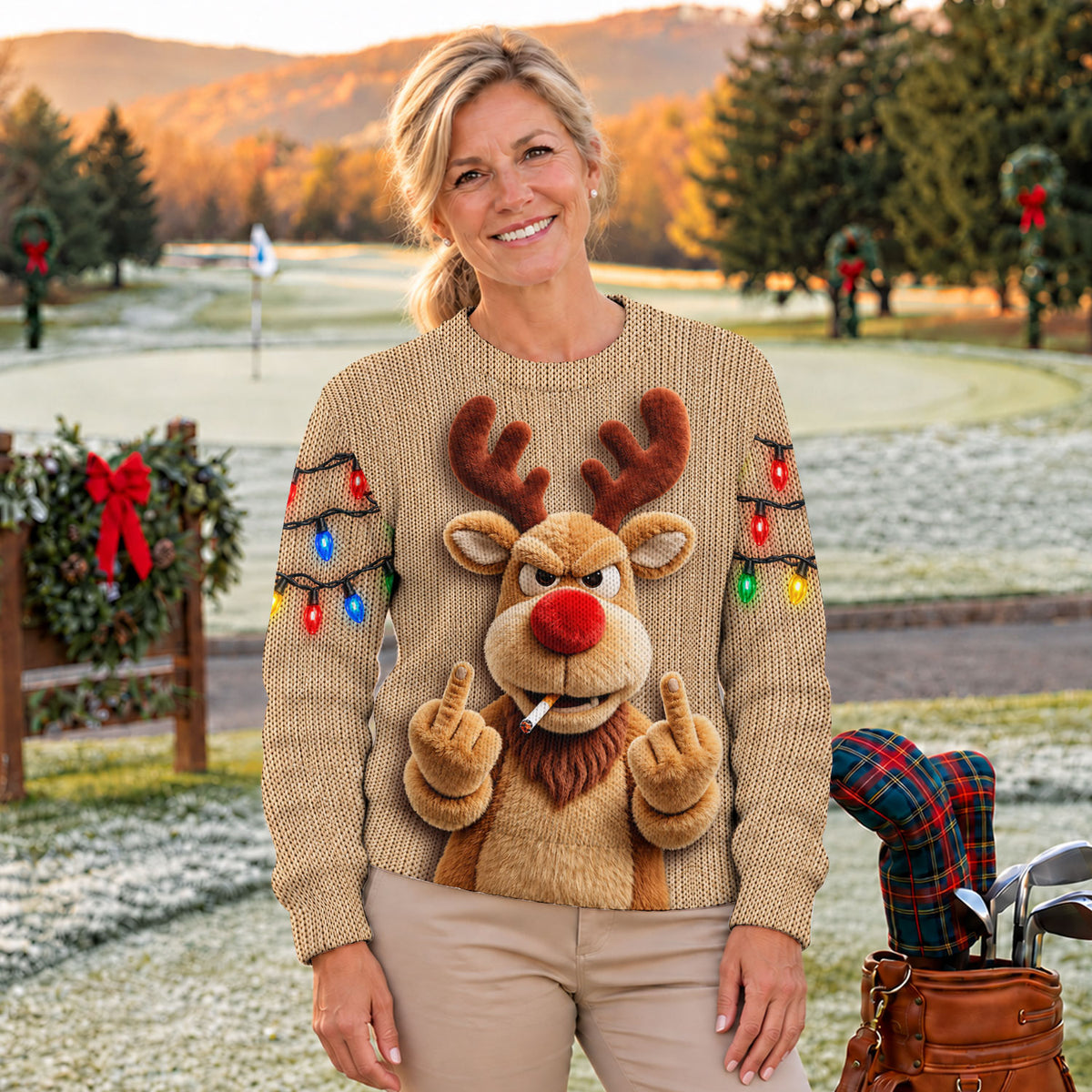 Rude Reindeer Ugly Christmas Sweater - view 7