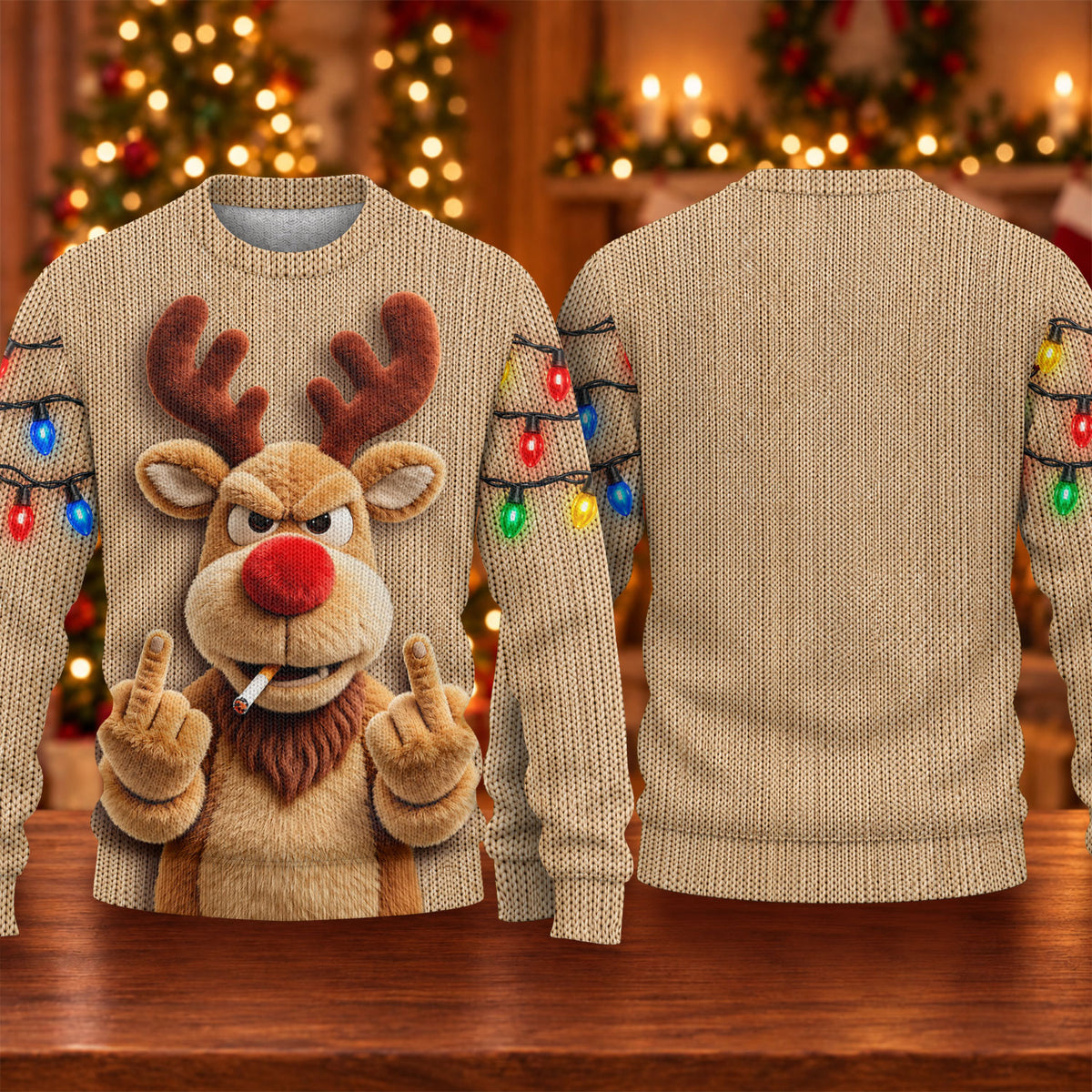 Rude Reindeer Ugly Christmas Sweater - view 5