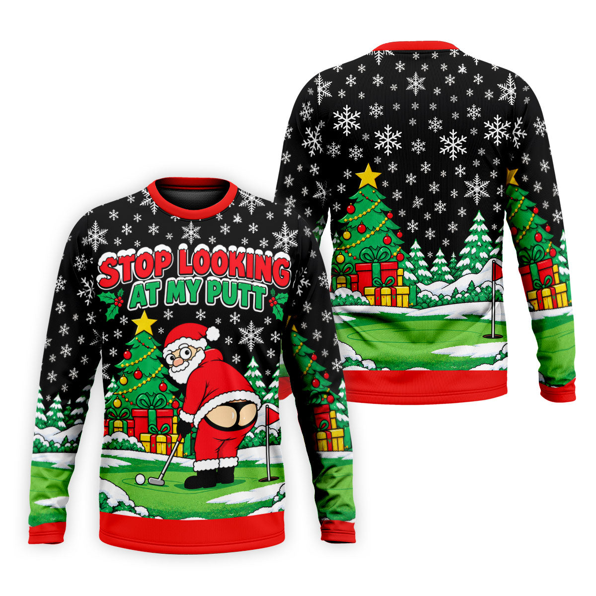 Christmas Stop Looking At My Putt Golf Shirt, Mens Golf Polo, Golf Shirts For Men