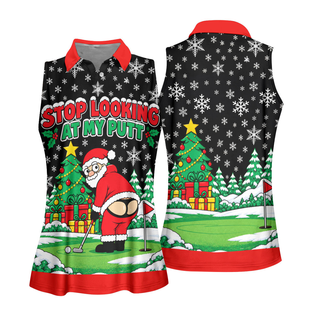 Christmas Stop Looking At My Putt Golf Shirt, Ladies Golf Shirts, Ladies Golf Apparel