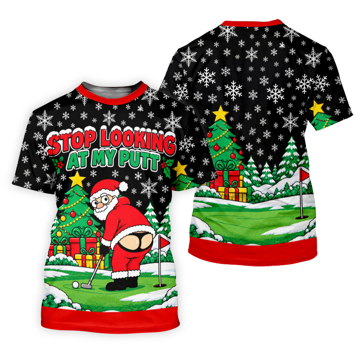 Christmas Stop Looking At My Putt Golf Shirt, Mens Golf Polo, Golf Shirts For Men