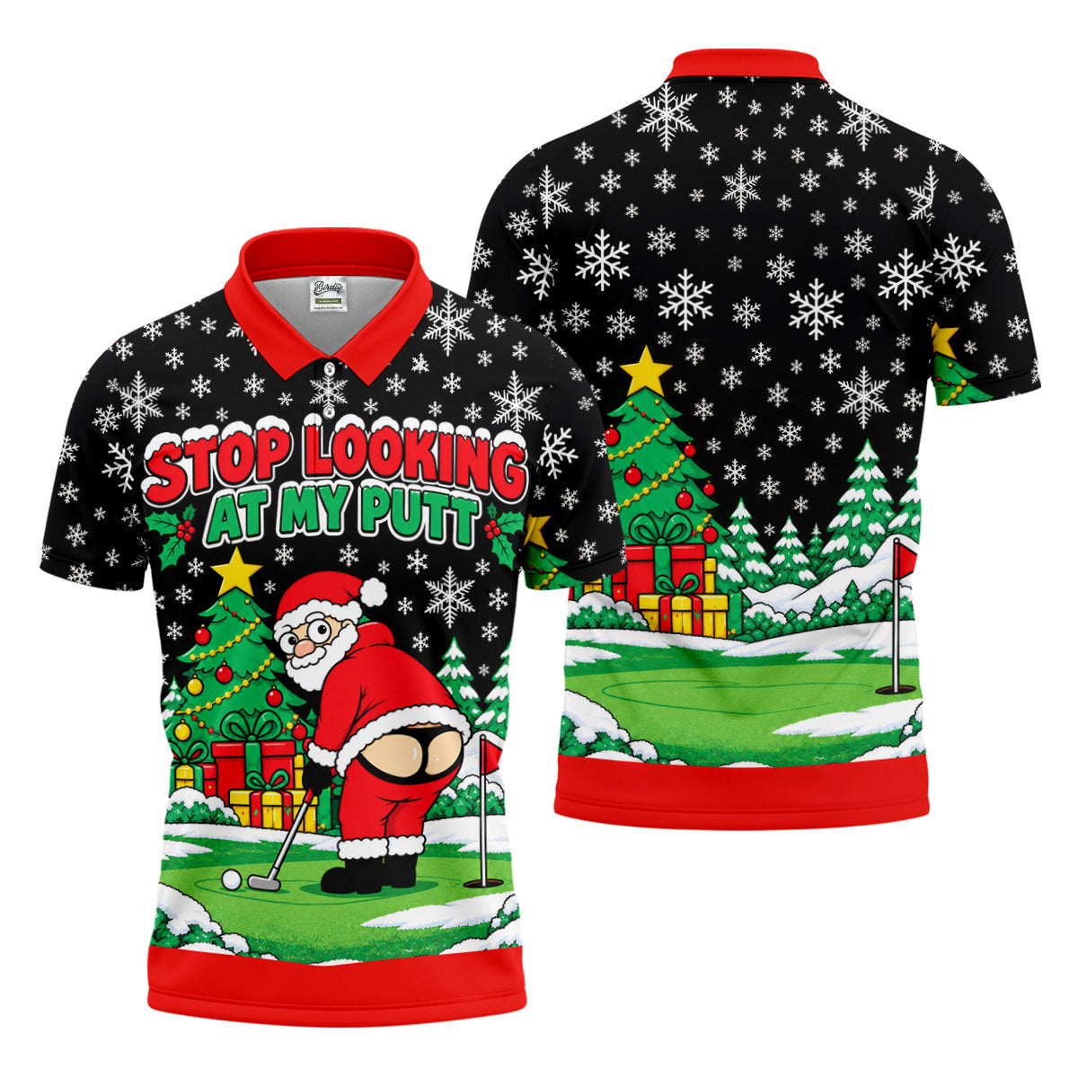 Christmas Stop Looking At My Putt Golf Shirt, Mens Golf Polo, Golf Shirts For Men