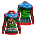 Christmas Santa Reindeer Beer Golf Shirt, Ladies Golf Shirts, Womens Golf Apparel
