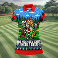 Christmas Santa Reindeer Beer Golf Shirt, Ladies Golf Shirts, Womens Golf Apparel