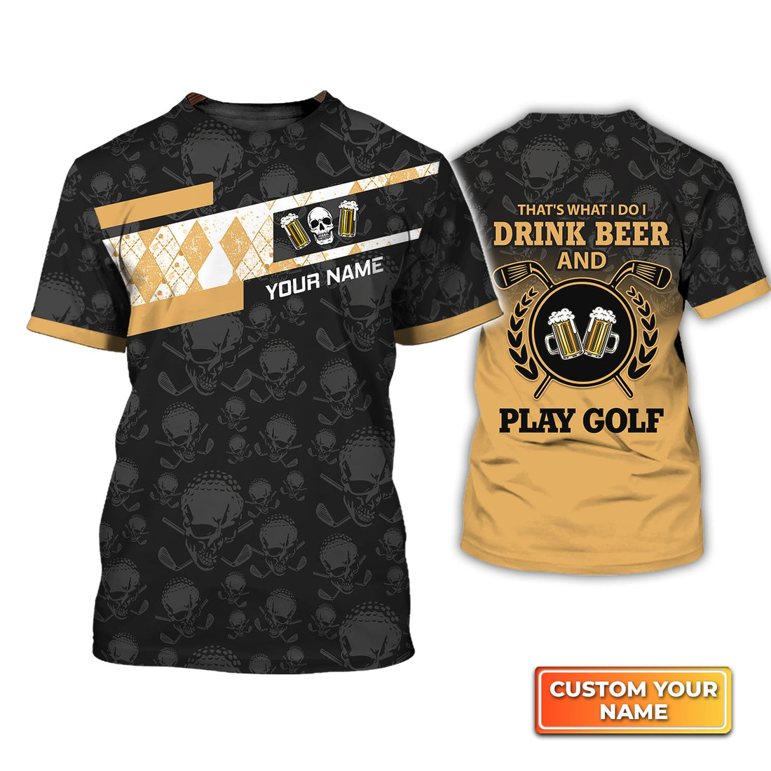 I Drink Beer And Play Golf - Personalized Name 3D Tshirt Gift For Golfer