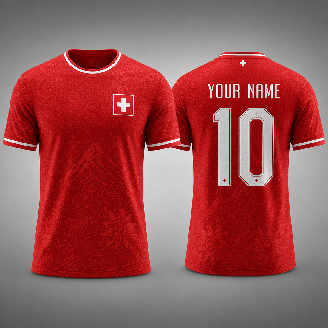 Switzerland Fooball Shirt, Swiss Alps V-Neck For Men Football Lover, Soccer Fan Father's Day Presents