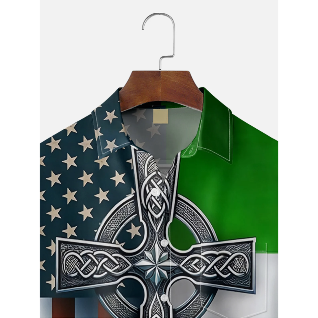 St. Patrick's Day Irish Flag Hawaiian Golf Shirt,  Men's Golf Shirt, St. Paddy's Day Shirt