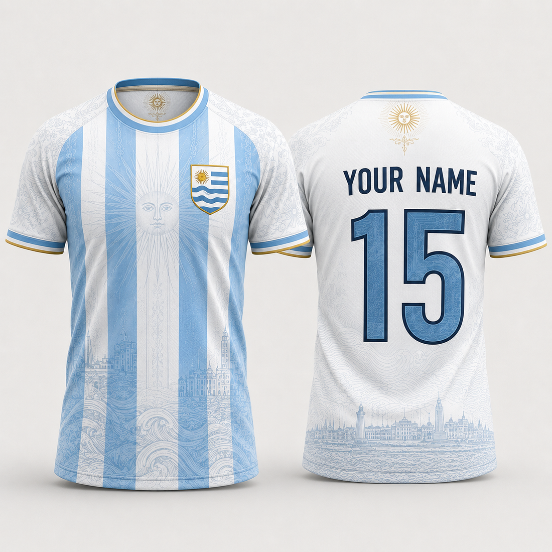 Uruguay Flag Sol de Mayo Fooball Shirt, V-Neck For Men Football Lover, Soccer Fan Father's Day Presents