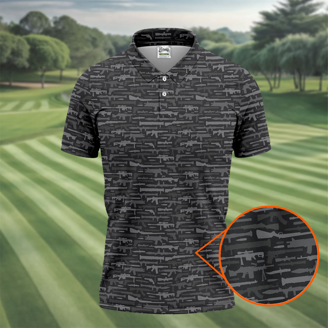 Army Theme Silhouette Pattern Hawaiian Golf Shirt, Men's Golf Shirt, Polo Shirts For Men