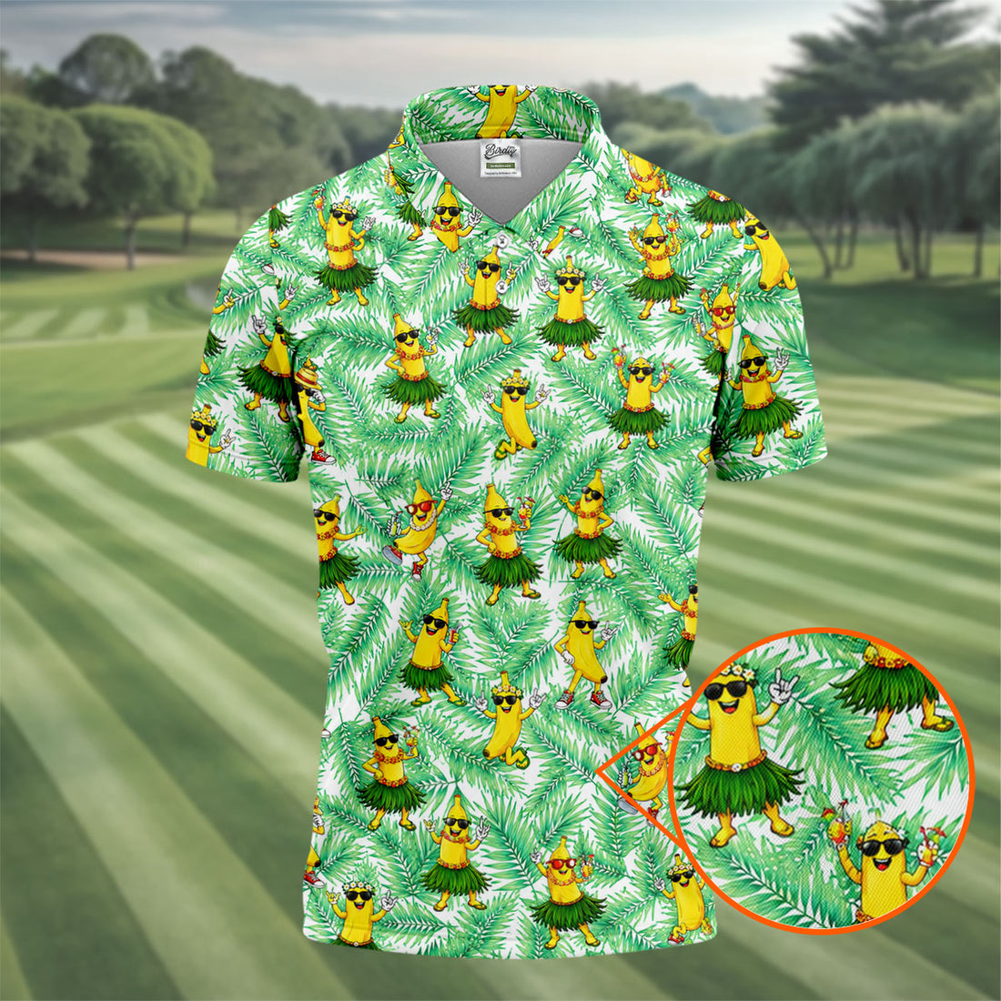 Funny Hula Banana Tropical Hawaiian Golf Shirt, Mens Golf Polo, Printed Golf Shirts