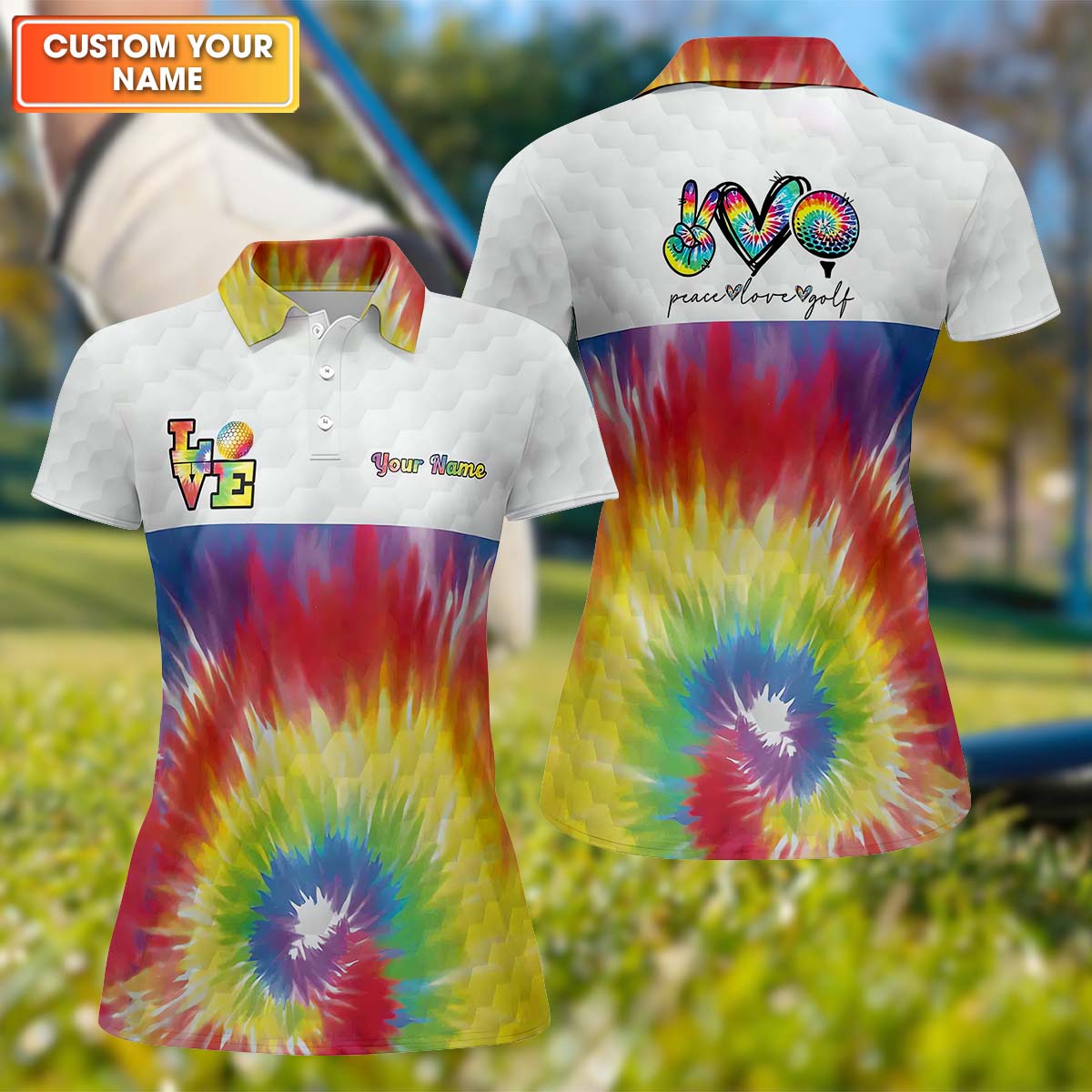 Yellow Tie Dye Women's Golf Shirts