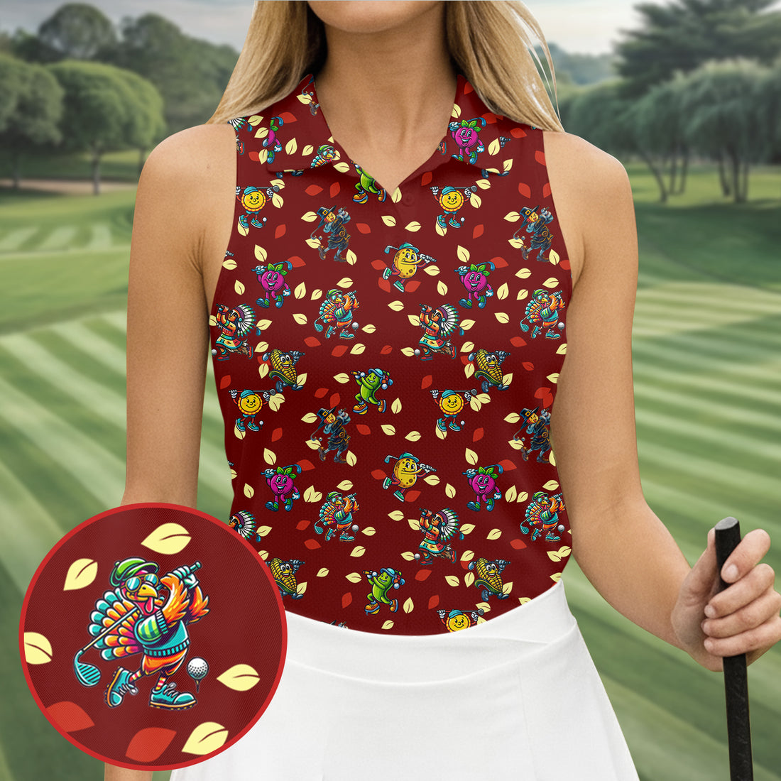 Funny Thanksgiving Dishes Women Golf Top, Fun Women's Golf Shirts, Ladies Golf Polos