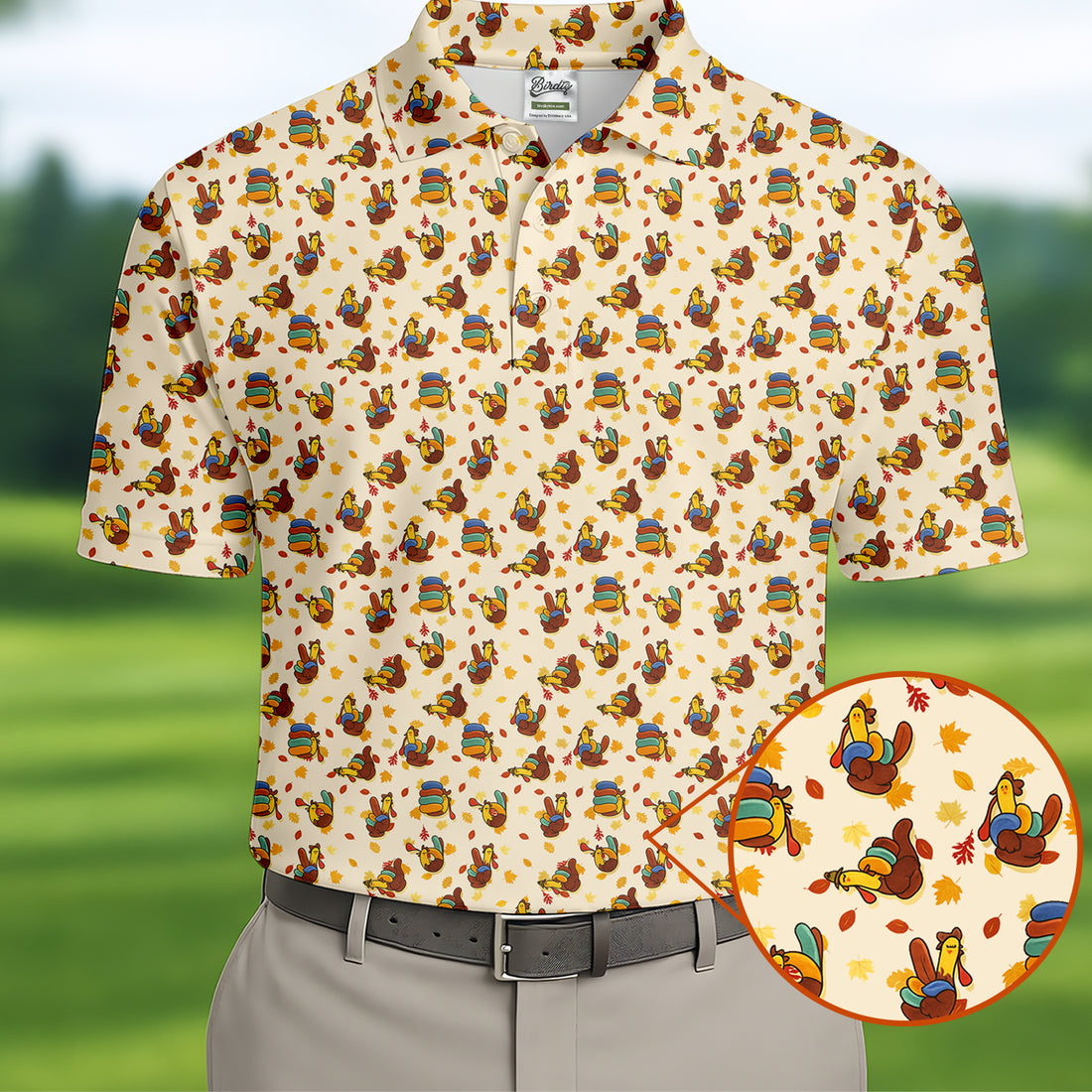 Funny Thanksgiving Pumpkin Autumn Leaf Polo Shirt, Polo Shirts For Men, Cool Golf Gift, Golfing Apparel