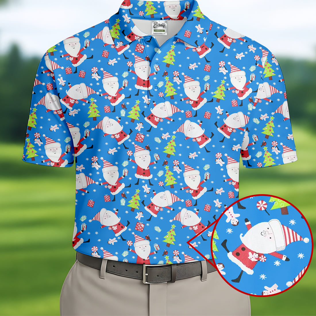 Funny Santa Claus Blue Golf Shirt, Christmas Golf Shirt, Fun Golf Shirts For Men, Golf Gift For Men