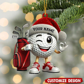 Funny Golf Ball Xmas Ornament, Golf Player Custom Name Golf Keychain, Golf Accessories, Christmas Golf Gift